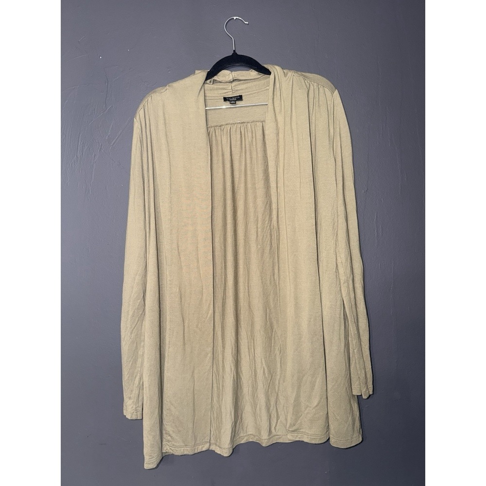 Talbots Cardigan Open Front Size M Green Lightweight Rayon Blend Casual Layering